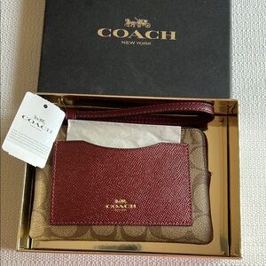 Coach Red and Gold Wristlet NWT